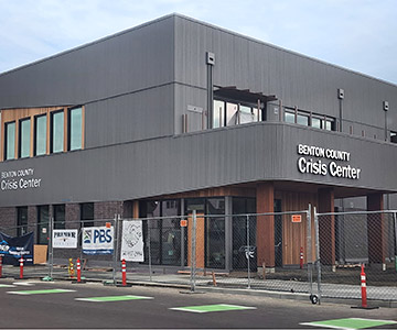 Ongoing construction at the Benton County Crisis Center in Corvallis, Oregon.